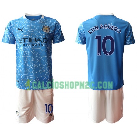 Manchester City Sergio Aguero 10 Bambino Maglia Prima 2020/2021 Manica Corta (+ Pantaloncini)